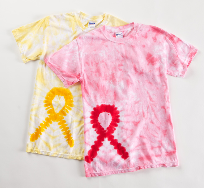 Gildan Ribbon Tie Dye T-Shirts - Yellow & Pink