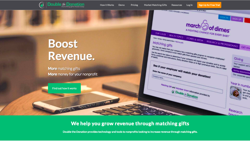 Double the Donation offers a matching gift tool as its nonprofit software.