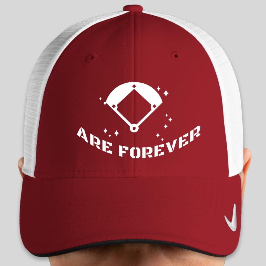 custom baseball hat that reads Diamonds are Forever with sparkles and a baseball diamond