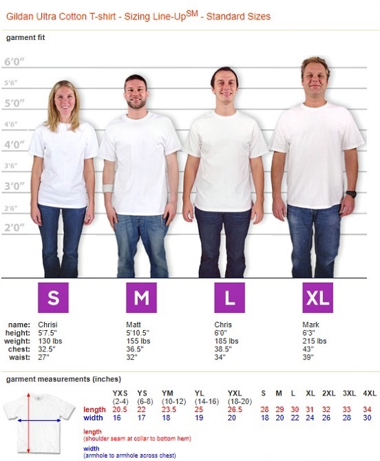 Custom Ink T Shirt Size Chart