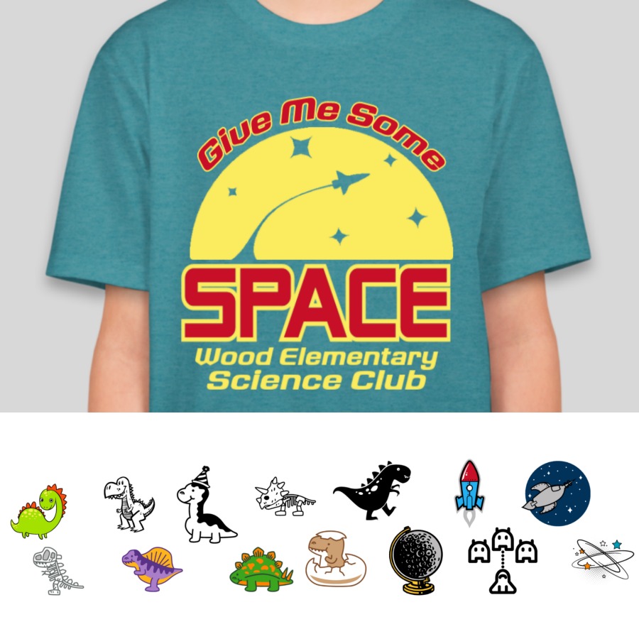 space and dinosaur t-shirt design ideas
