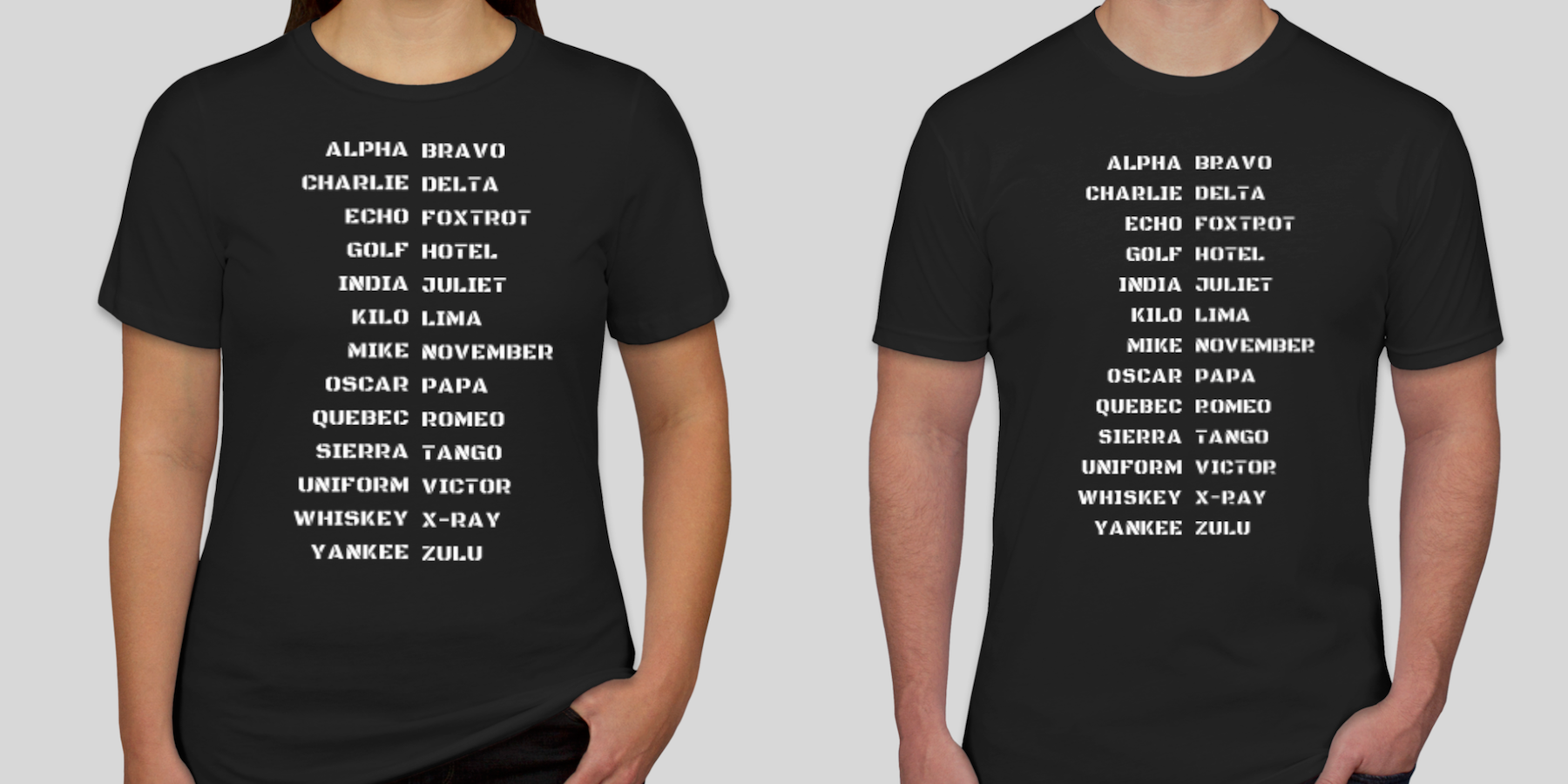 custom military alphabet t-shirt designs "the full alphabet"