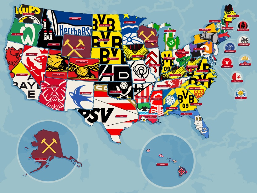 US Soccer Fandom vs. European Football Fandom (Mapped) Custom Ink