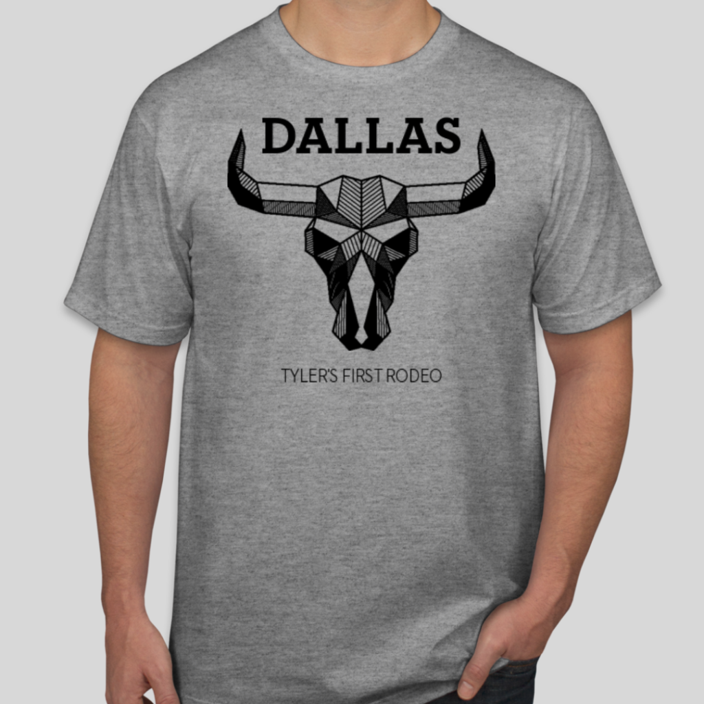 A custom t-shirt design with a geometric bull on it.