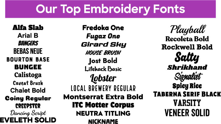 The 35 Best Fonts for Embroidery - Custom Ink