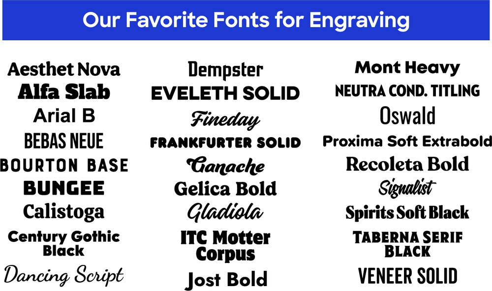 Rytmisk skjold sammenhængende The 27 Best Fonts for Laser Engraving - Custom Ink