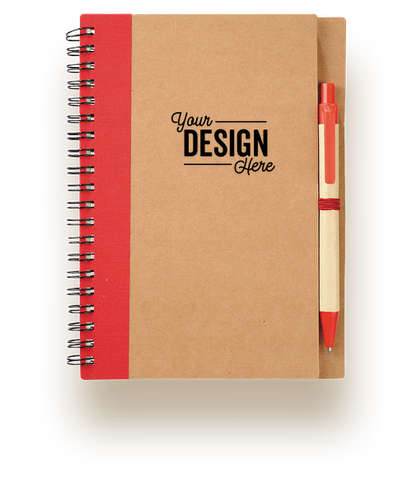 Eco Spiral Notebook with Pen, a sustainable custom notebook in red