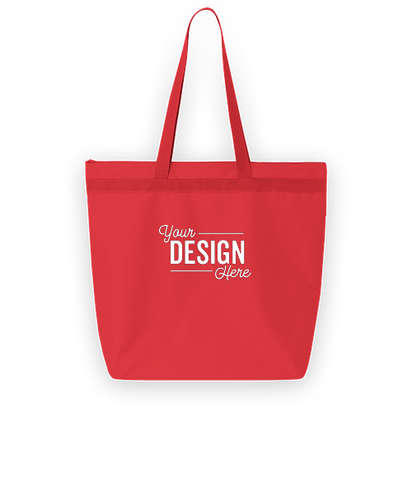 Large Recycled Poly Zippered Tote Bag, a sustainable custom tote bag in red