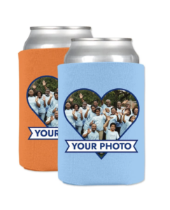 Adding a photo of your group to the Full-Color Photo Can Cooler is a memorable corporate gift.