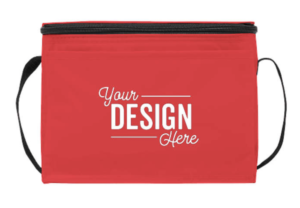 The KOOZIE® Six-Pack Kooler, pictured here in Red, is great as a lunch bag or a picnic cooler.