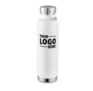 The 22 oz. Thor Copper Vacuum Insulated Water Bottle looks sleek with your design laser engraved on the front.