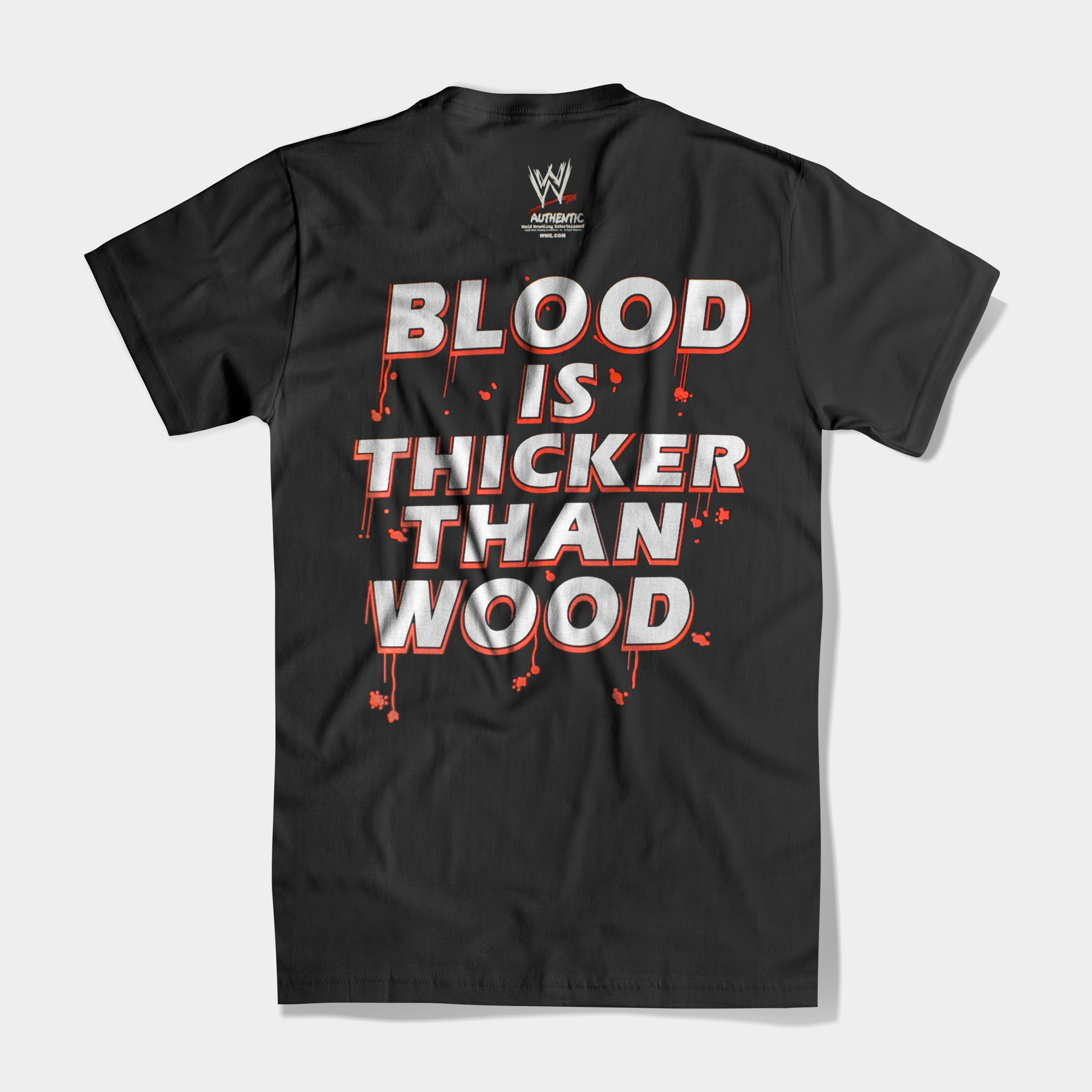 The Dudley Boyz' t-shirt with the iconic catchphrase, "Blood is Thicker Than Wood."