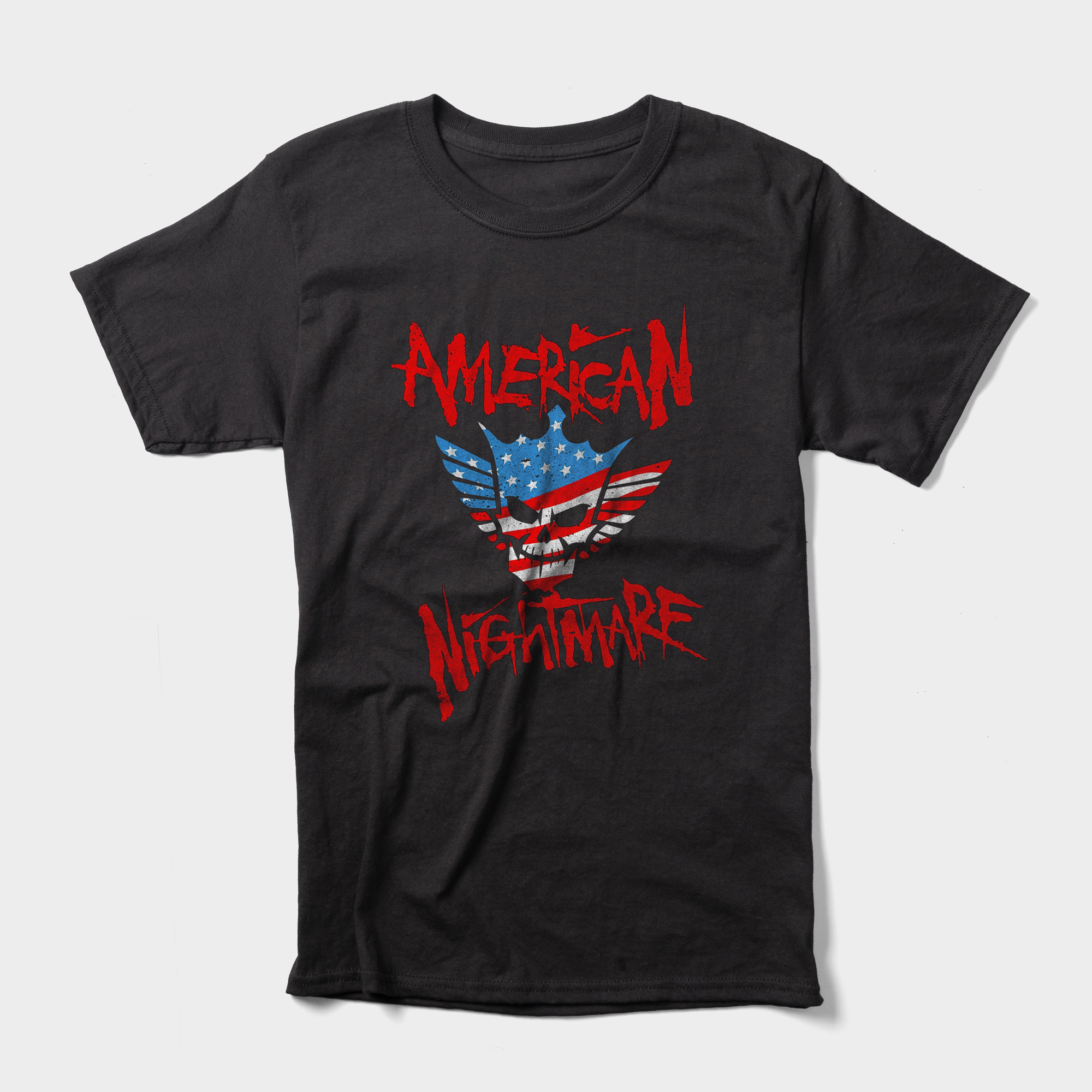 Cody Rhodes' black t-shirt says "American Nightmare" and features his logo. 