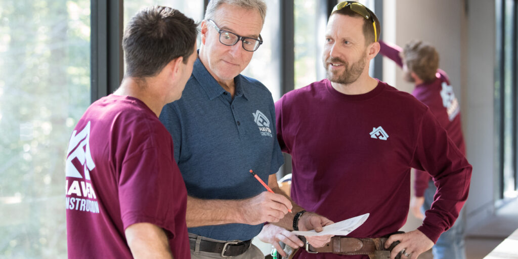construction crew wearing business t shirts